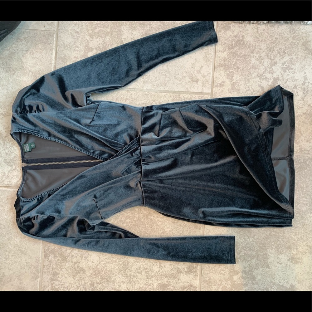 Velvet Navy along Sleeve Dress